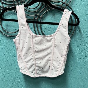 Love Wish Pink Eyelet Crop Top